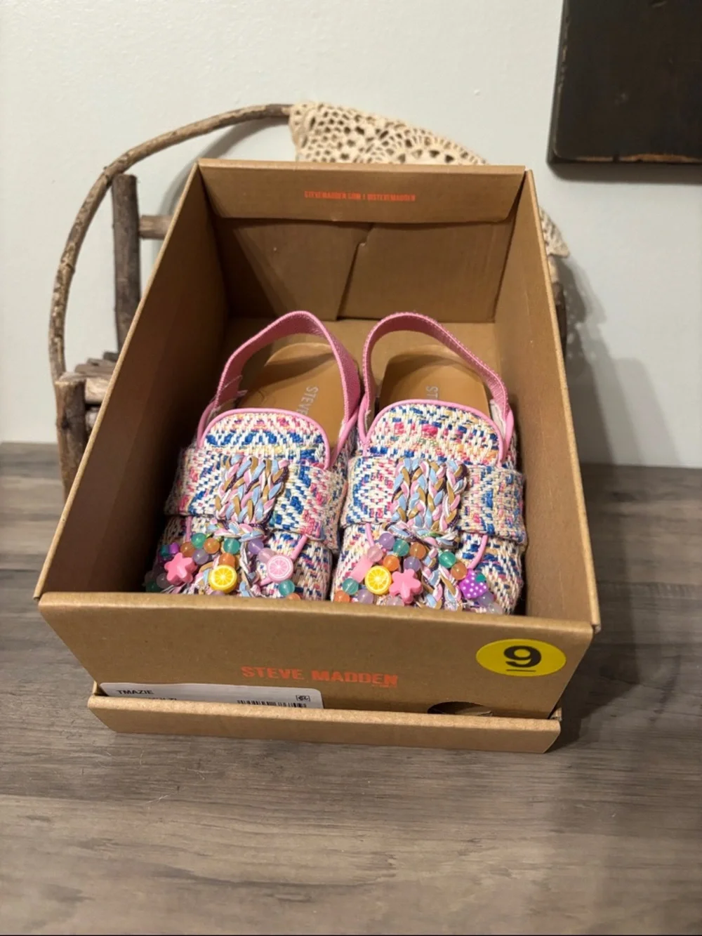 Steve Madden TODDLER Girls Size 9 Mazie Pink Beaded Sling-back Clog  NIB
